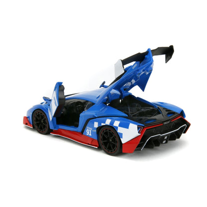 Jada Toys Sonic the Hedgehog  Lamborghini Veneno 1:24 Scale Diecast Vehicle with Sonic Figure