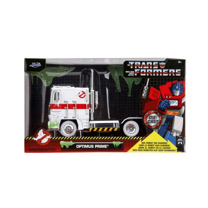 Jada Toys Hollywood Rides Optimus Prime X Ghostbusters Ecto 1 Mash up 1:24 Scale Diecast Vehicle