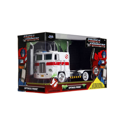 Jada Toys Hollywood Rides Optimus Prime X Ghostbusters Ecto 1 Mash up 1:24 Scale Diecast Vehicle