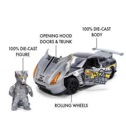 Jada Toys Godzilla 2009 Nissan GT R R35 Ben Sopra 1:24 Scale Diecast Vehicle (with Figure)
