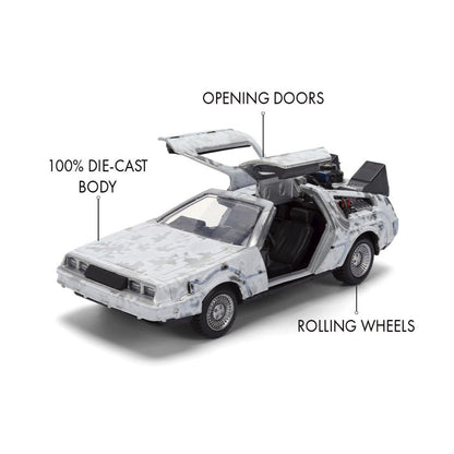 Jada Toys Back to the Future Delorean (Frosted) 1:32 Scale Vehicle with Truck Box (SDCC Exclusive)