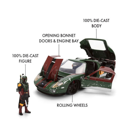 Jada Toys Star Wars 2005 Ford GT (with Boba Fett) 1:24 Scale Diecast Vehicle