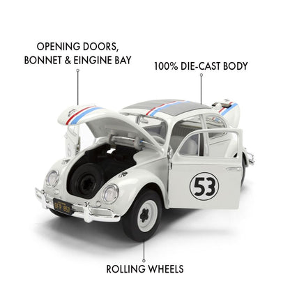 Jada Toys Herbie the Lovebug VW Beetle (with Wheel Rack) 1:24 Scale Diecast Vehicle