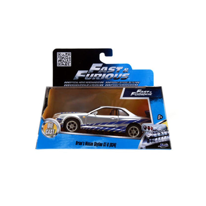 Jada Toys Fast & Furious 2002 Nissan Skyline GTR R34 Silver 1:32 Scale Hollywood Ride