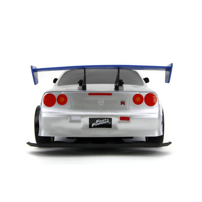 Jada Toys Fast & Furious 2002 Nissan Skyline GT R (BNR34) 1:10 Scale Remote Control Drift Car