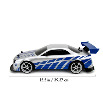 Jada Toys Fast & Furious 2002 Nissan Skyline GT R (BNR34) 1:10 Scale Remote Control Drift Car