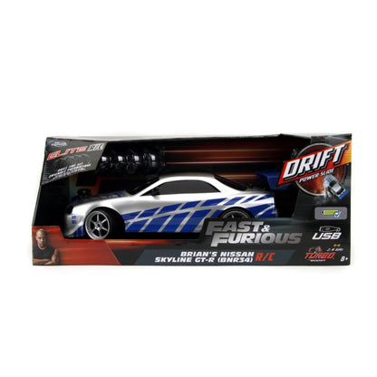 Jada Toys Fast & Furious 2002 Nissan Skyline GT R (BNR34) 1:10 Scale Remote Control Drift Car