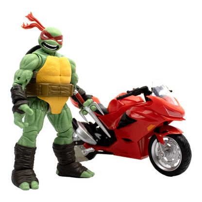 The Loyal Subjects Teenage Mutant Ninja Turtles (comics) Raphael Ninja with Red Motorcycle BST AXN Figure
