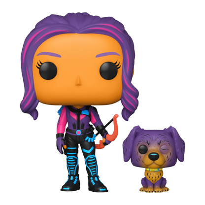 Funko Pop Marvel Comics Kate Bishop & Lucky the Pizza Dog Black Light US Exclusive Pop! Vinyl [RS]