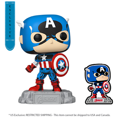 Funko Pop Marvel Comics Captain America 60th Anniversary (with Pin) US Exclusive Pop! Vinyl [RS]