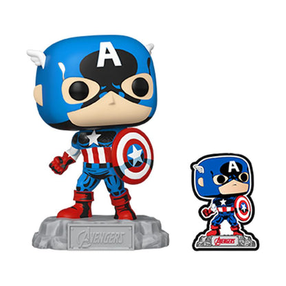 Funko Pop Marvel Comics Captain America 60th Anniversary (with Pin) US Exclusive Pop! Vinyl [RS]