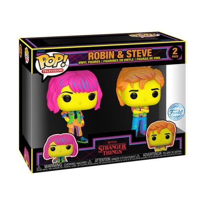 Funko Pop Stranger Things Robin & Steve US Exclusive Blacklight Pop! 2 Pack [RS]