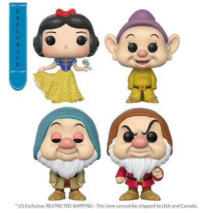 Funko Pop Snow White (1937) Snow White, Dopey, Sleepy, Grumpy Exclusive Diamond Glitter Pop! 4 Pack [RS]