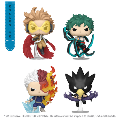 Funko Pop My Hero Academia Hawks, Midoriya, Todoroki, Tokoyami US Exclusive Flocked Pop! 4 Pack [RS]