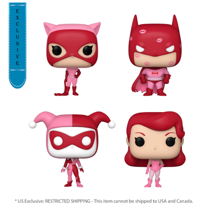 Funko Pop DC Comics: Valentines 2024 Pink US Exclusive Pocket Pop! 4 Pack Heart Box [RS]
