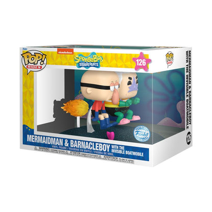 Funko Pop Spongebob Squarepants Mermaidman & Barnacleboy with Invisible Boat US Exclusive Pop! Ride [RS]