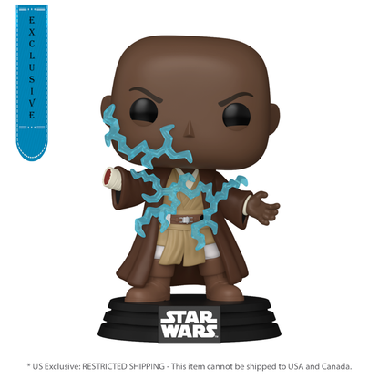 Funko Pop Star Wars: Revenge of the Sith Mace Windu Electricity US Exclusive Glow Pop! Vinyl [RS]