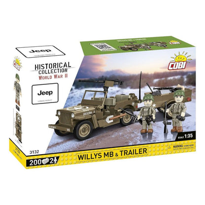 Cobi World War 2 Willys MB & Trailer (200 Pcs)