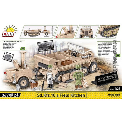 Cobi World War 2 SD. KFZ. 10 & Field Kitchen (367 Piece Kit)