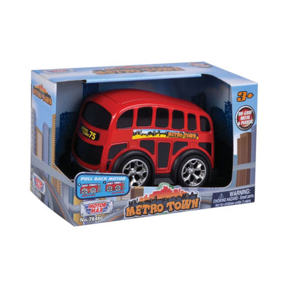 Motormax Metro Town Pull Back Bus Die Cast & Plastic Vehicle