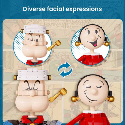 Pantasy Popeye Popeye w/Olive Figure Set (1209 Piece Kit)