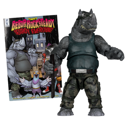 McFarlane Toys Teenage Mutant Ninja Turtles Rocksteady Page Punchers 5" Figure with Comic