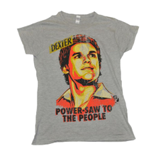 Ikon Collectables Dexter Power Saw Grey Marle Female T Shirt XXL