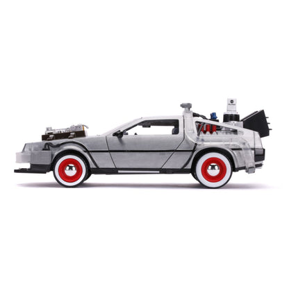 Jada Toys Back to the Future Part III Time Machine Raw Metal 1:24 Scale Hollywood Ride