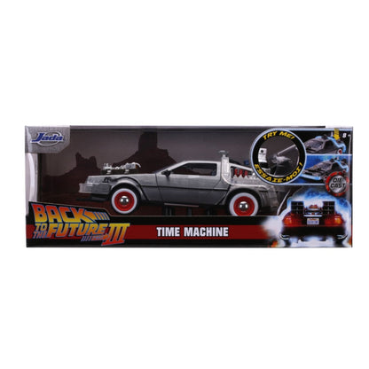 Jada Toys Back to the Future Part III Time Machine Raw Metal 1:24 Scale Hollywood Ride