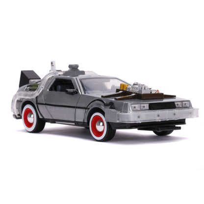 Jada Toys Back to the Future Part III Time Machine Raw Metal 1:24 Scale Hollywood Ride