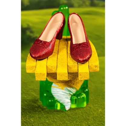 Ikon Collectables Wizard of Oz Scaled Ruby Slippers Statuette on light up Stand