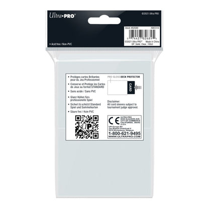 Ultra Pro: UP82689 PRO-Gloss 100ct Standard Deck Protector sleeves: Clear