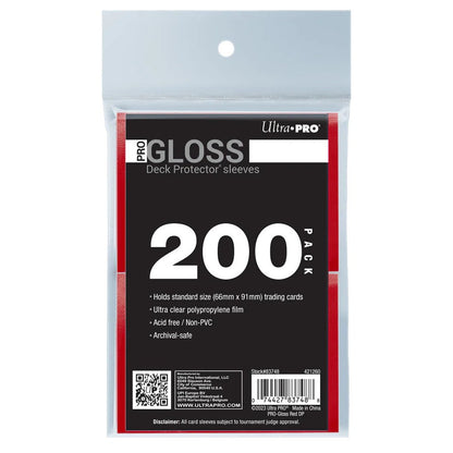 Ultra Pro: UP83748 PRO-Gloss Standard Deck Protector Sleeves 200ct Bundle Red