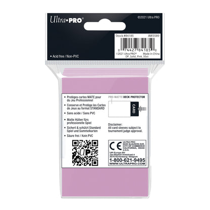 Ultra Pro: UP84185 PRO-Matte 50ct Standard Deck Protector sleeves: Pink