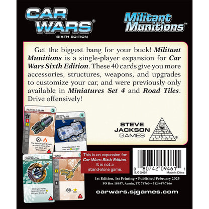 Car Wars Militant Munitions Board Game