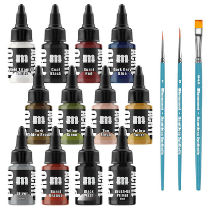 Monument Pro Acryl Sets Pro Acryl Intro Set 12 Colors + 3 Synthetic Brushes