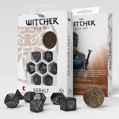 Q Workshop The Witcher Dice Set Geralt Silver Sword Dice Set 7 With Coin