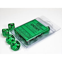 Chessex 23275 Translucent Green/white Set of Ten d10s