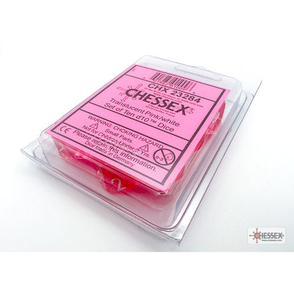 Chessex 23284 Translucent Pink/white Ten d10 Set