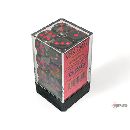 Chessex 23618 Translucent Smoke/red 16mm d6 Dice Block 12 dice