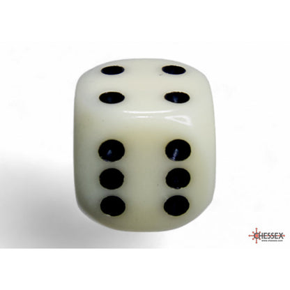 Chessex 25600 Opaque Ivory/black 16mm d6 Dice Block 12 dice