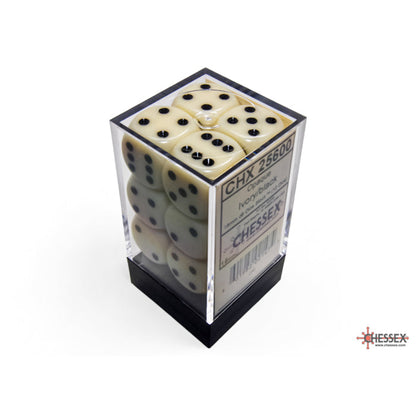 Chessex 25600 Opaque Ivory/black 16mm d6 Dice Block 12 dice
