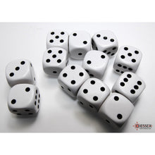 Chessex 25601 Opaque White/black 16mm d6 Dice Block 12 dice