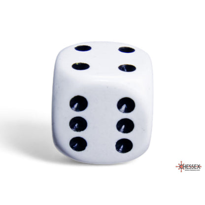 Chessex 25601 Opaque White/black 16mm d6 Dice Block 12 dice