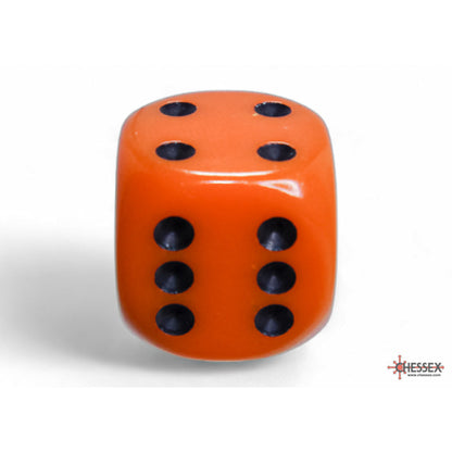 Chessex 25603 Opaque Orange/black 16mm d6 Dice Block 12 dice