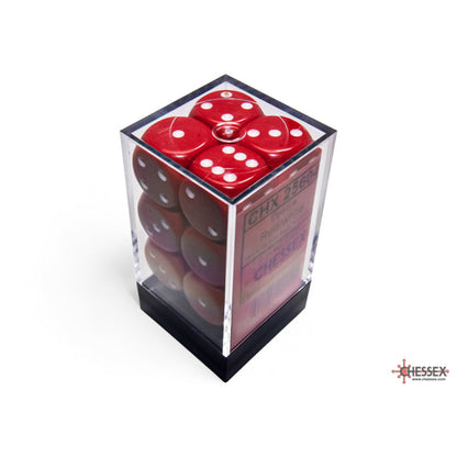 Chessex 25604 Opaque Red/white 16mm d6 Dice Block 12 dice