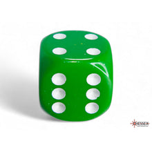 Chessex 25605 Opaque Green/white 16mm d6 Dice Block 12 dice