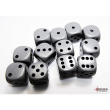 Chessex 25610 Opaque Grey/black 16mm d6 Dice Block 12 dice