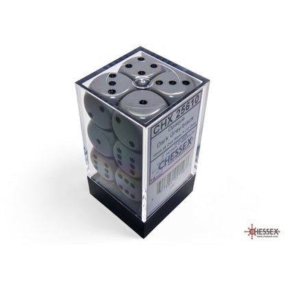 Chessex 25610 Opaque Grey/black 16mm d6 Dice Block 12 dice