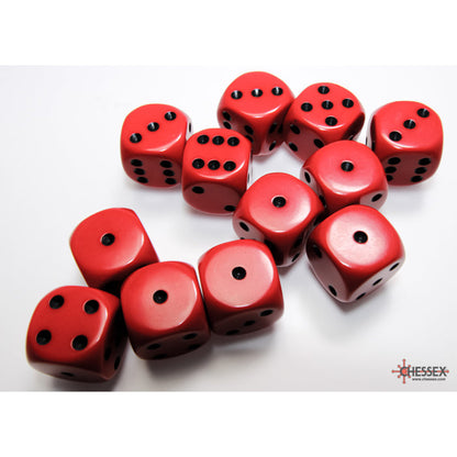 Chessex 25614 Opaque Red/black 16mm d6 Dice Block 12 dice